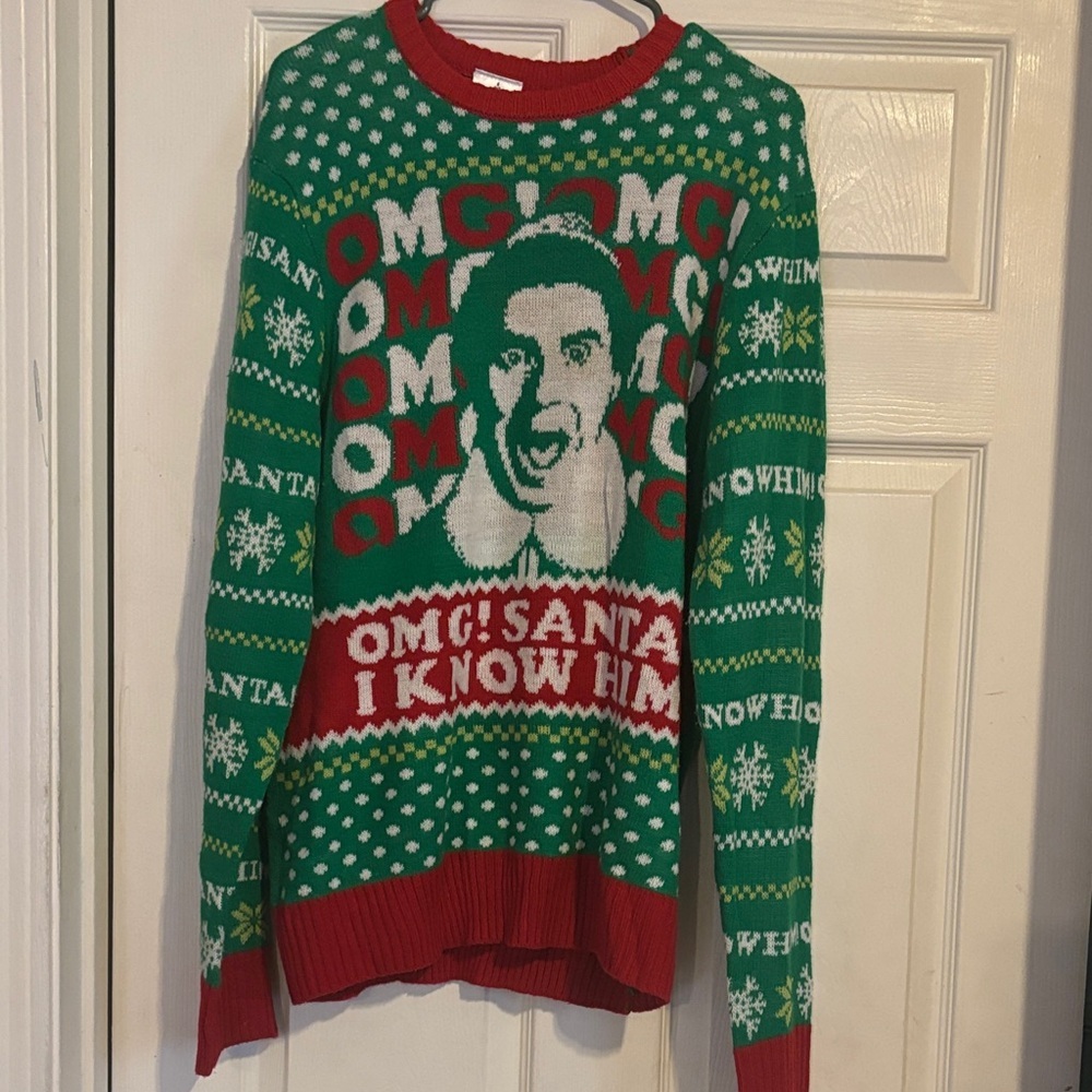 ELF Green and Red Holiday Sweater